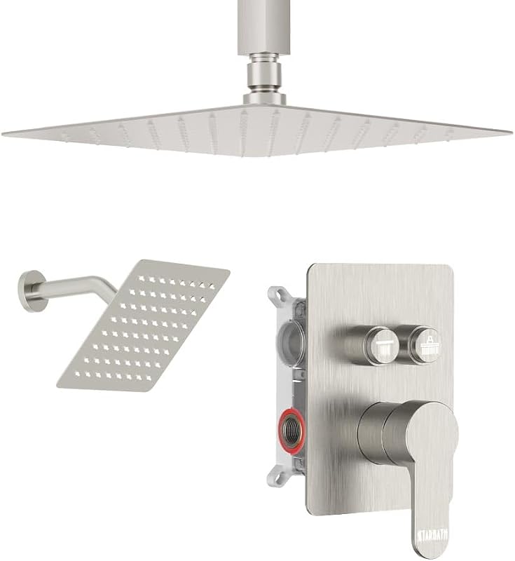 Set grifo ducha níquel cepillado 10pulg techo y 6pulg pared