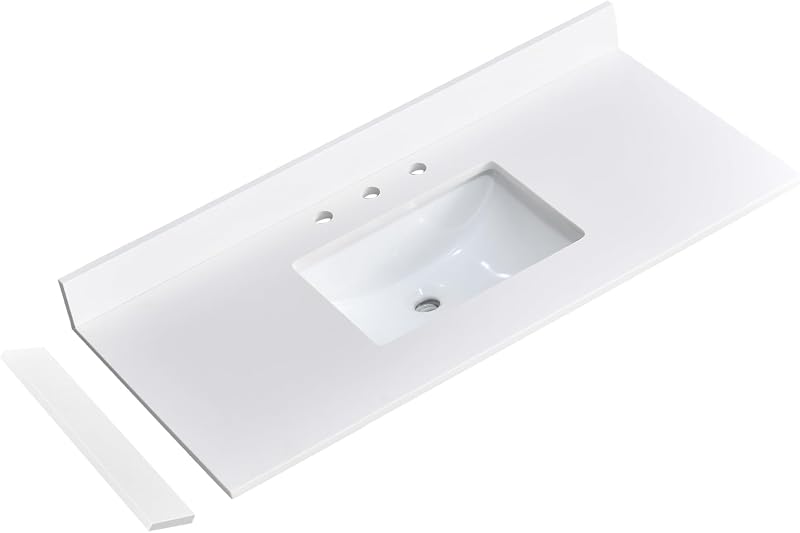 Encimera lavabo cuarzo blanco 42x22pulg con protecciones