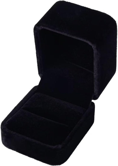 Caja terciopelo negro para anillos compromiso boda 2.5"