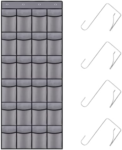 Organiz. zapatos puerta 24 bolsillos malla transpirable gris