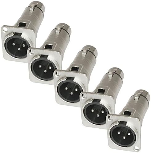 5 Conectores XLR Macho a Hembra Panel