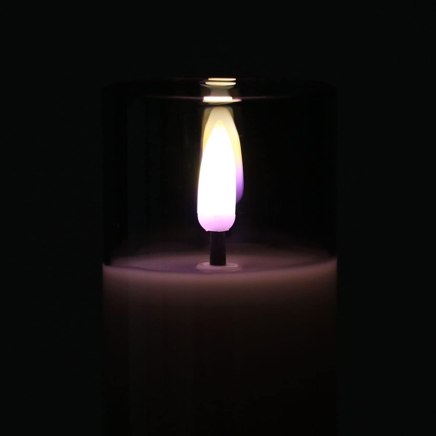 Velas LED vidrio sin llama control remoto 4 pzas gris