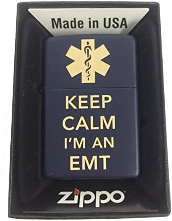 Encendedor personalizado Keep Calm EMT Shield Azul Mate