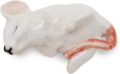 Figura ratón blanco cerámica para dormir