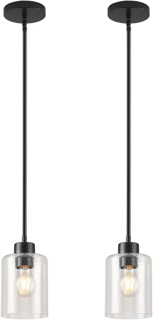 Lámparas colgantes isla cocina vidrio burbujas 12x4pulg set