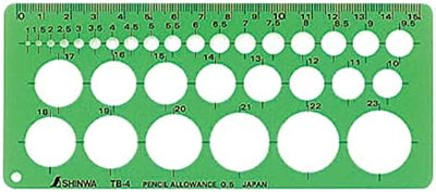 Plantilla medición Shinwa TB regla 4 círculos pequeña
