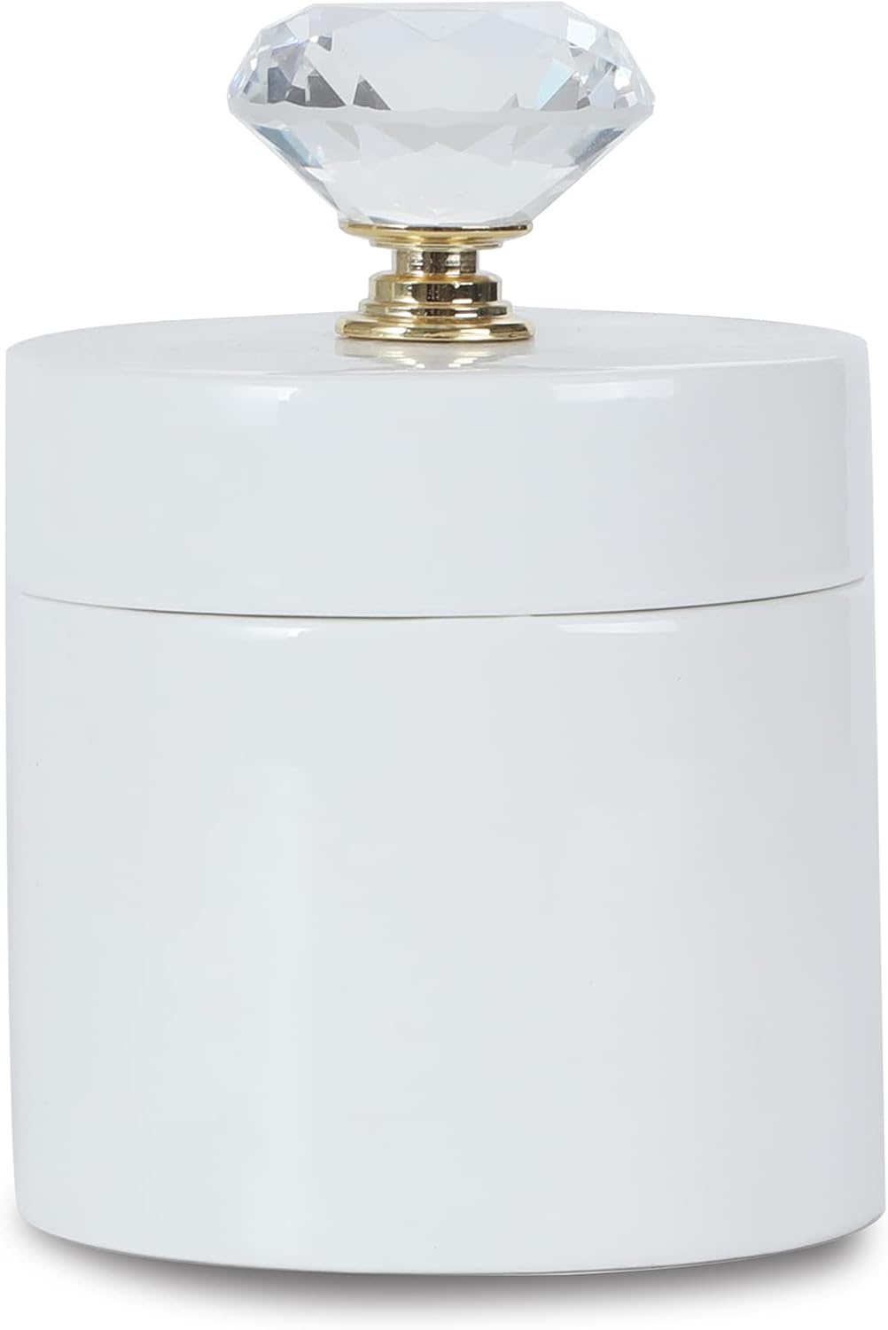 Organiz. hisopos algodón porcelana tapa cristal blanco