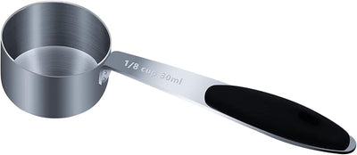 Taza medidora 1/8 con agarre silicona y cucharilla acero inox