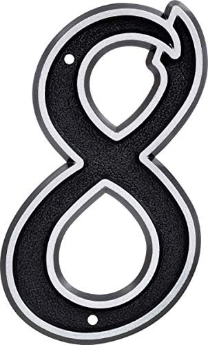 Número de casa 8 5.5" plateado reflectante negro