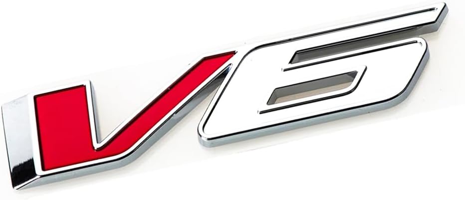 Emblema V6 2017-21 rojo plateado