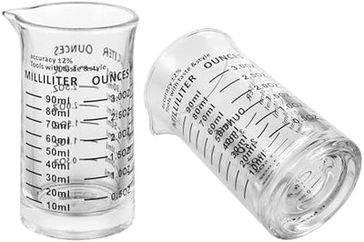 Vaso medidor vidrio 3oz doble escala ml cocina bar pack 2