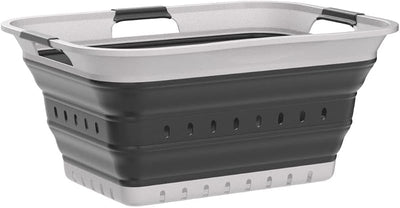 Cesta lavandería plástico plegable 42L 11gal blanco/gris