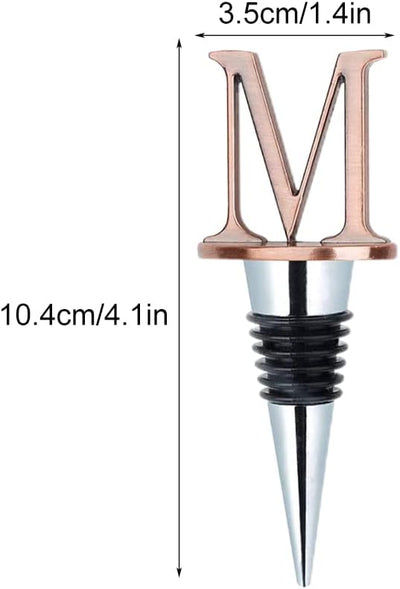 Tapón de silicona reutilizable para botella de vino y bebidas con letra inicial