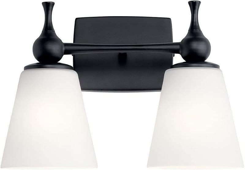 Lámpara tocador 2 luces 15pulg satinado negro