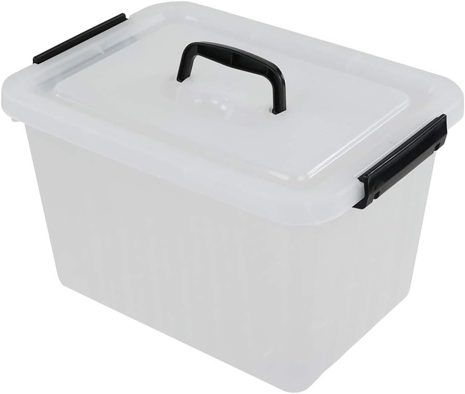Caja almacenamiento transparente 12qt con tapa pestillos