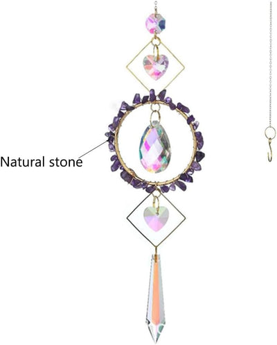 Atrapasoles cristal fluorita amatista decoración