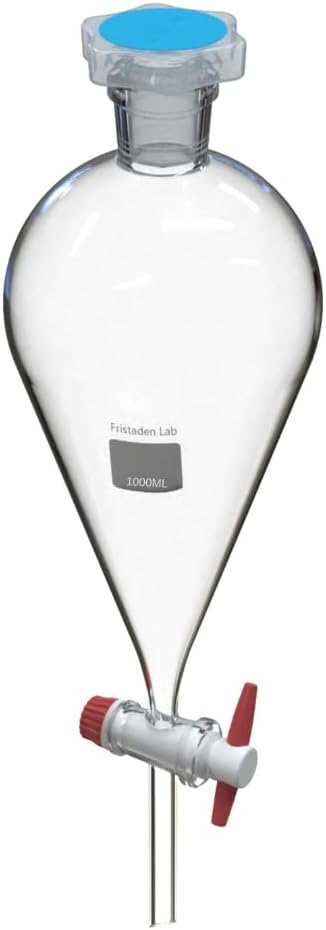 Embudo separador vidrio borosilicato 33.8oz con válvula PTFE