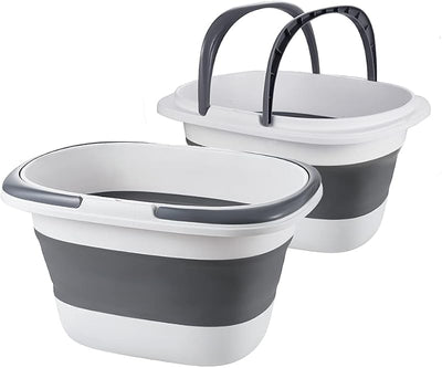 2 Cubos Plegables 4.2gal Asa Multiusos para Campamento y Hogar
