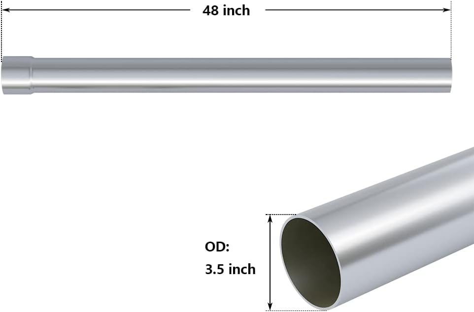 Tubo escape acero inox 3.5" 48" 2 Uds