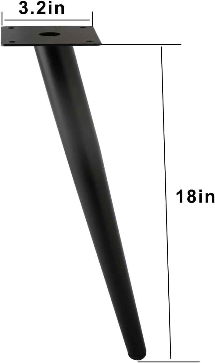 Patas oblicuas metal cónico para mesa café 4 pzas color negro