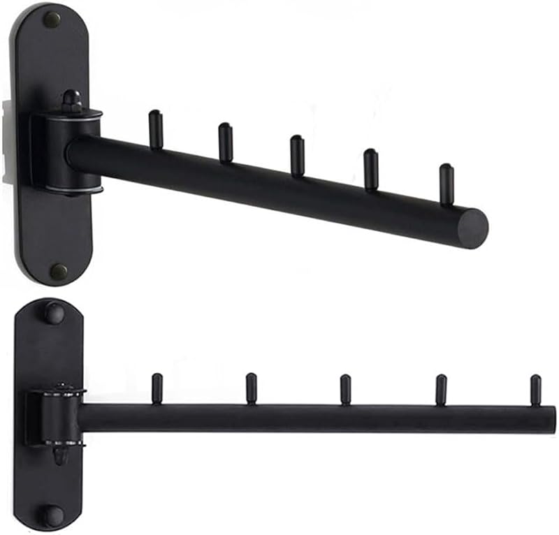Percha brazo oscilante acero inox plegable pared 2 pzas negro