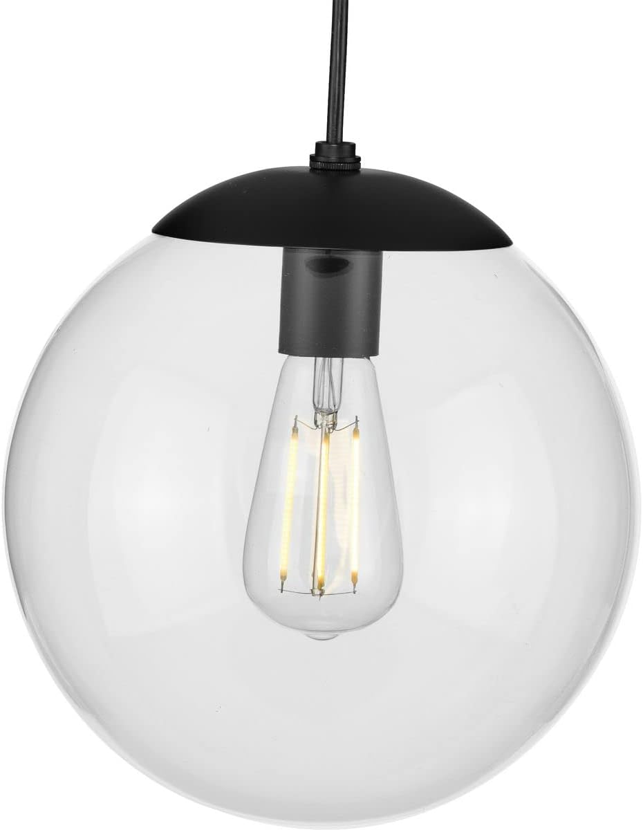 Lámpara colgante globo cristal negro mate 10.5x10pulg