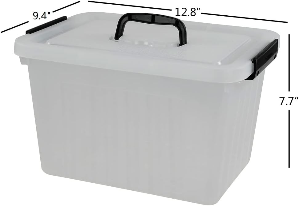 Caja almacenamiento transparente 12qt con tapa pestillos