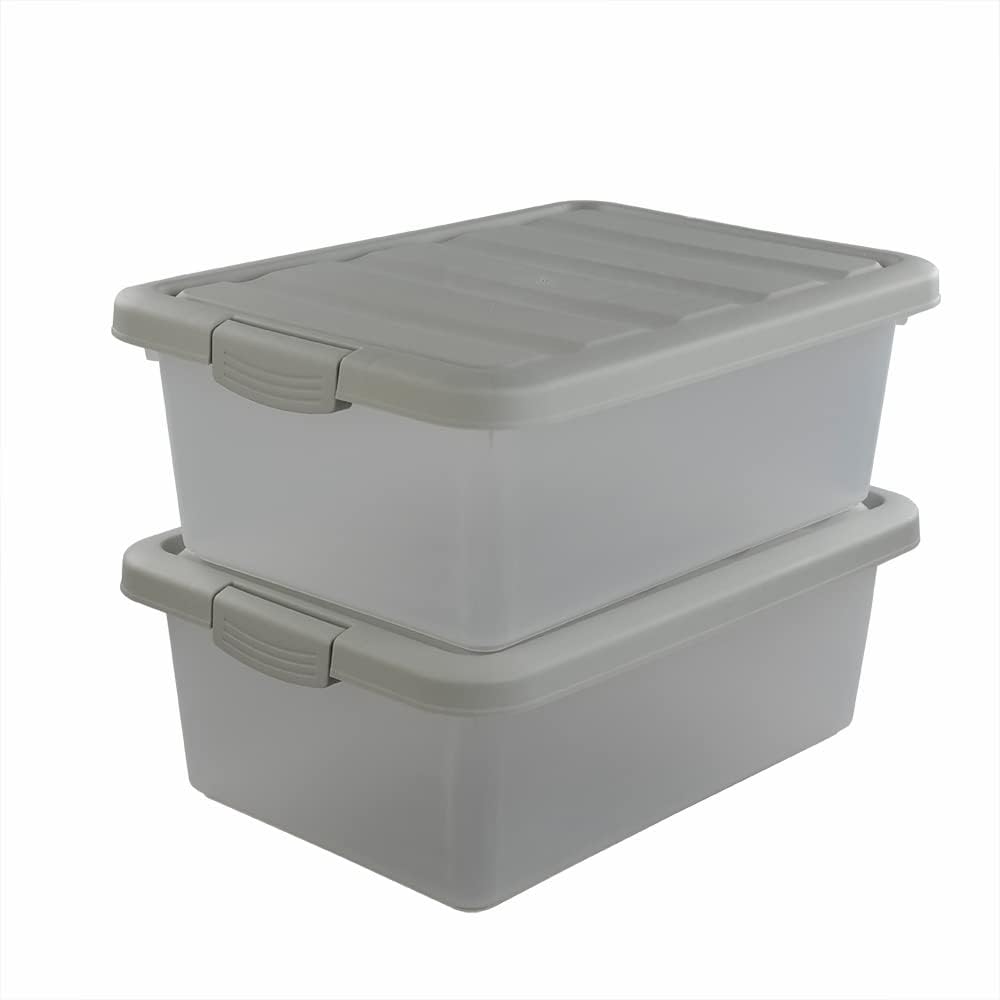 Caja plástico 14qt transparente con tapa 2 pzas