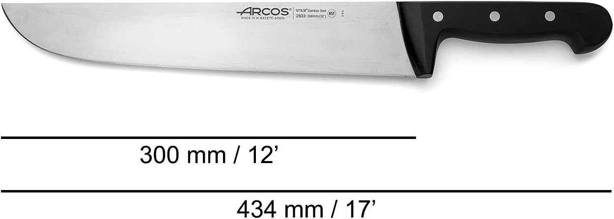Cuchillo carnicero acero inox 12pulg mango POM negro
