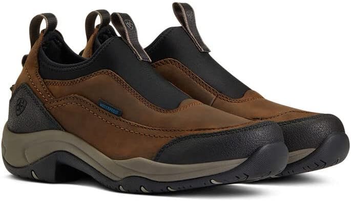 Botas mujer impermeables sin cordones tacón bajo marrón