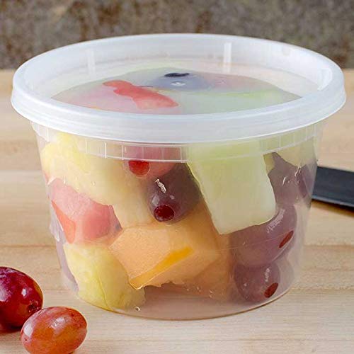 Recipiente plástico 16oz con tapa para microondas set 50