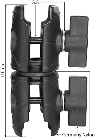 Brazo doble enchufe 1" giratorio 4.3" comp RAM 1"
