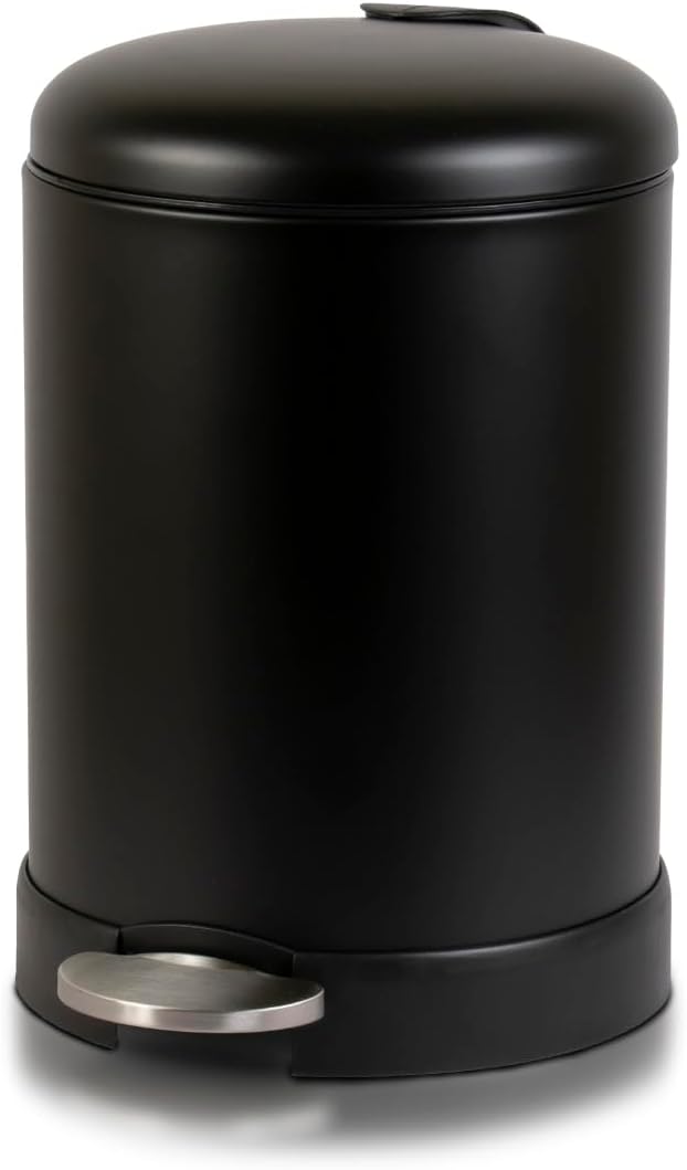 Cubo basura acero inox 1.2gal con tapa y pedal negro