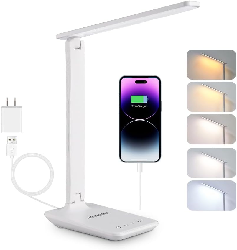 Lámpara LED escritorio USB regulable tactil 5 modos blanco