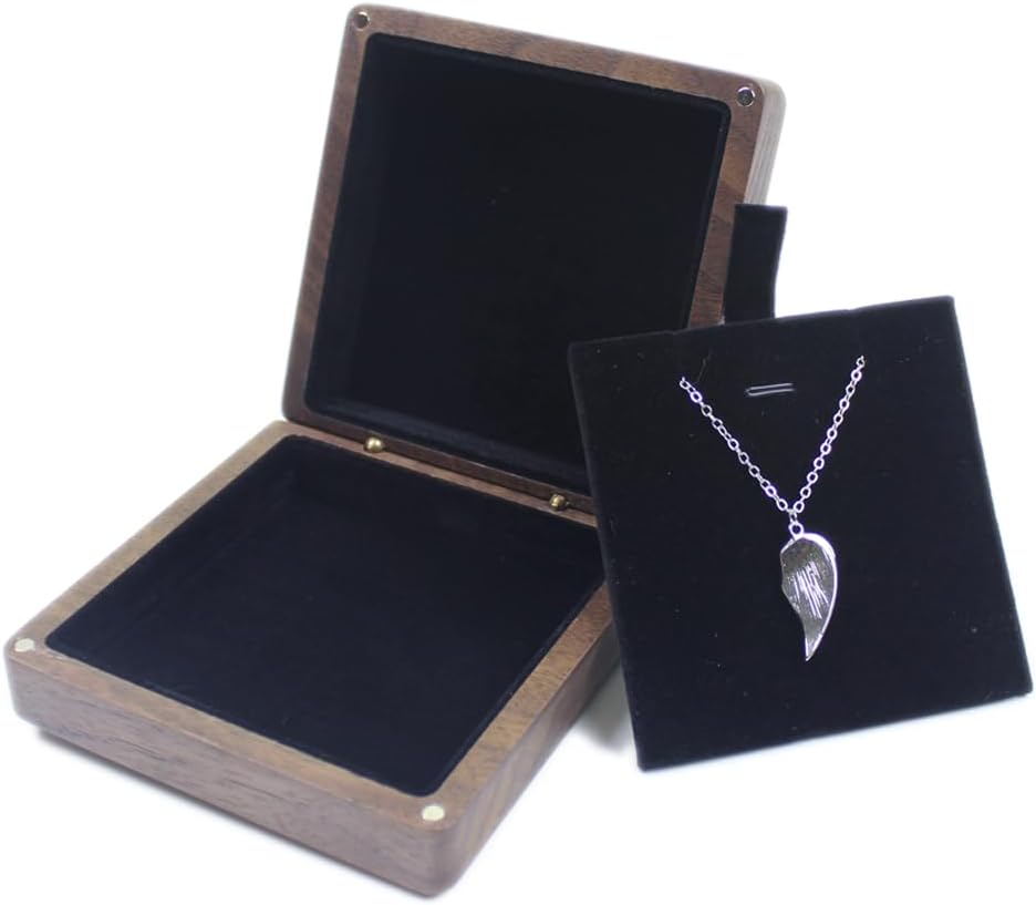 Caja regalo collar colgante nogal natural exhibidor joyas