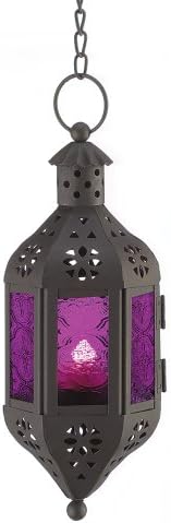 Farol decorativo de metal y vidrio con luz