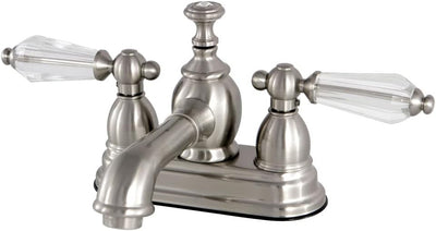 Grifo lavabo central 4pulg latón níquel cepillado