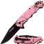 Navaja plegable EDC hoja negra aluminio camuflaje rosa