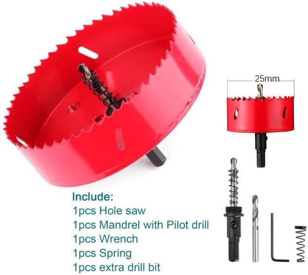 Cortador agujeros HSS 1" con broca piloto para madera plástico yeso
