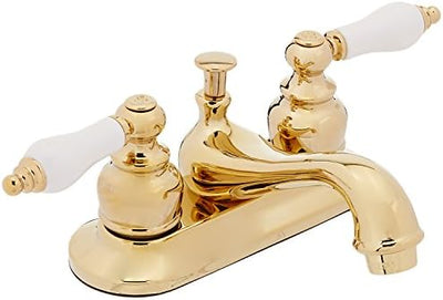 Grifo lavabo central 4pulg latón pulido con ventana