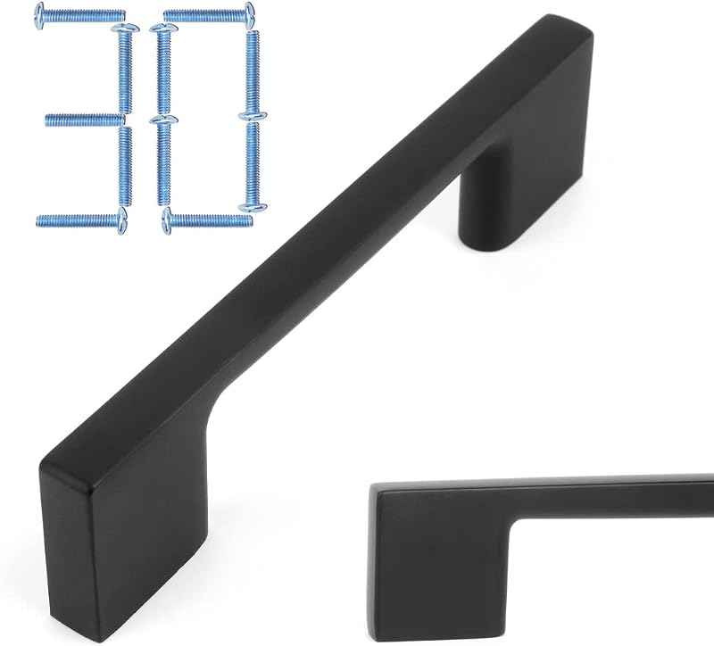 30 Tiradores Gabinete Negro Mate 5" para Cocina Dormitorio