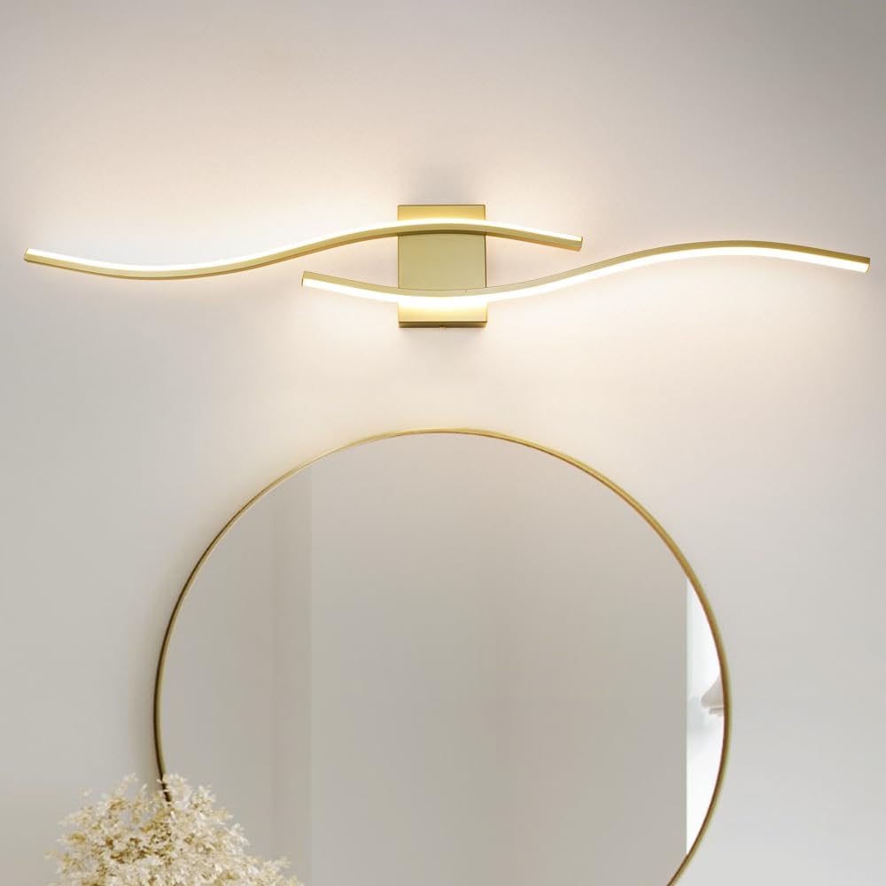 Lámpara baño dorada led con control remoto 40.5pulg