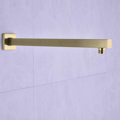 Brazo ducha cuadrado latón cepillado 16pulg acero inox oro