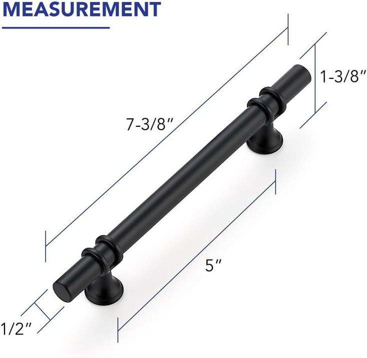 15 Manijas 7.38pulg Negro Mate para Gabinetes Cocina
