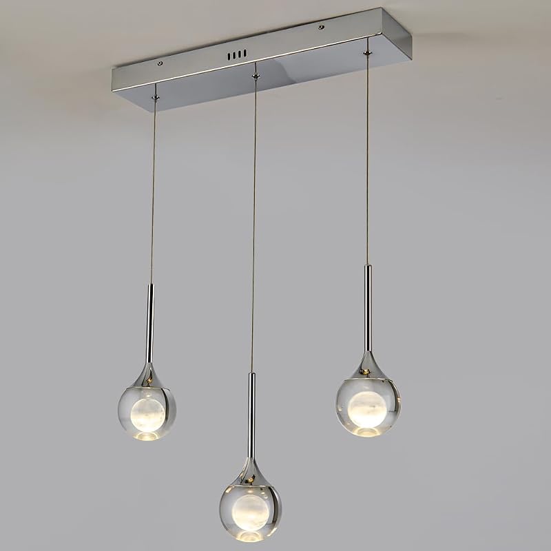 3 Luces Colgantes LED Luna Cromada Cocina Sala