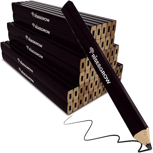Set 50 Lápices Carpintero HB 7' Negro Madera Concreto