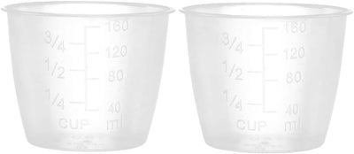 Taza medidora plástico transparente 5.4oz doble escala pack 2
