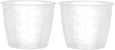 Taza medidora plástico transparente 5.4oz doble escala pack 2