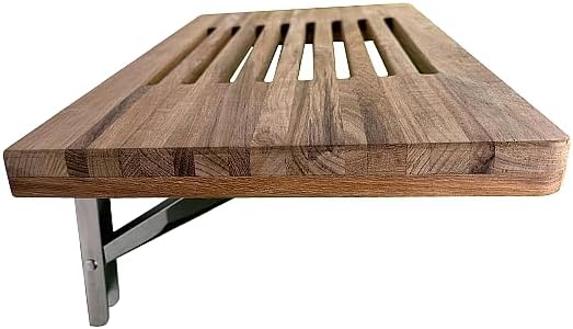 Banco ducha plegable madera teca pared 30pulg ranuras