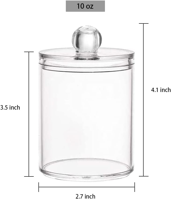 4 Recipientes Plástico 10oz para Hisopos Almacenamiento